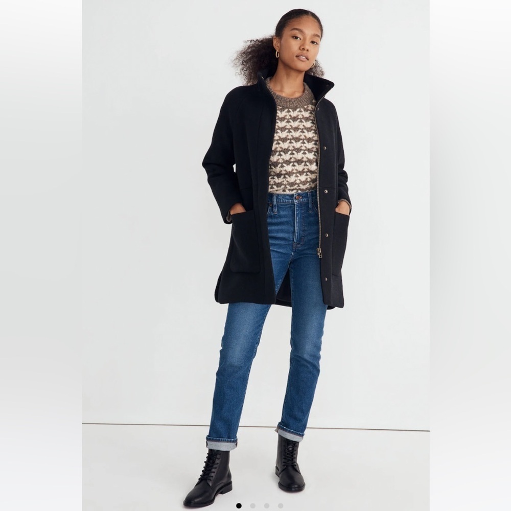 Madewell Estate Cocoon Coat in Insuluxe Fabric Size XXL Black